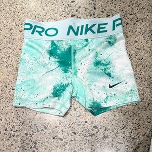 Nike Green Teal Splatter Pro Compression Shorts